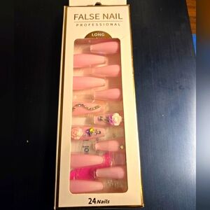 Professional Long Pink False Nails